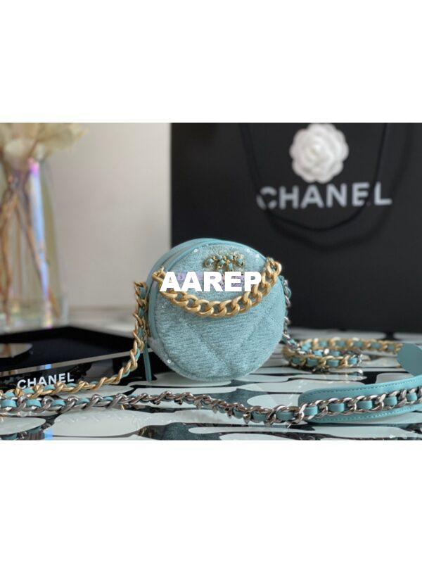 Replica Chanel Sequins 19 Clutch With Chain AP0945 Green 4