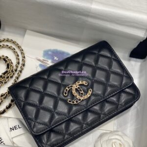 Replica Chanel Wallet On Chain WOC Lambskin AP1794 Black