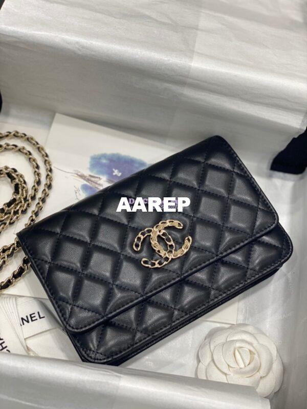 Replica Chanel Wallet On Chain WOC Lambskin AP1794 Black 3