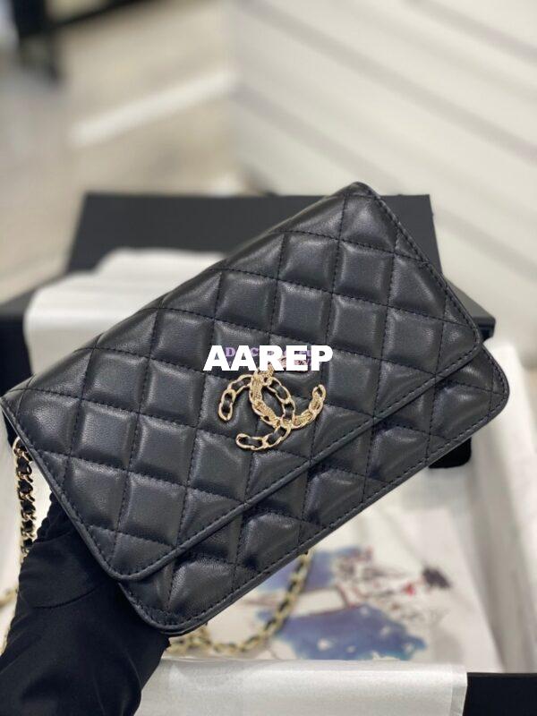 Replica Chanel Wallet On Chain WOC Lambskin AP1794 Black 4