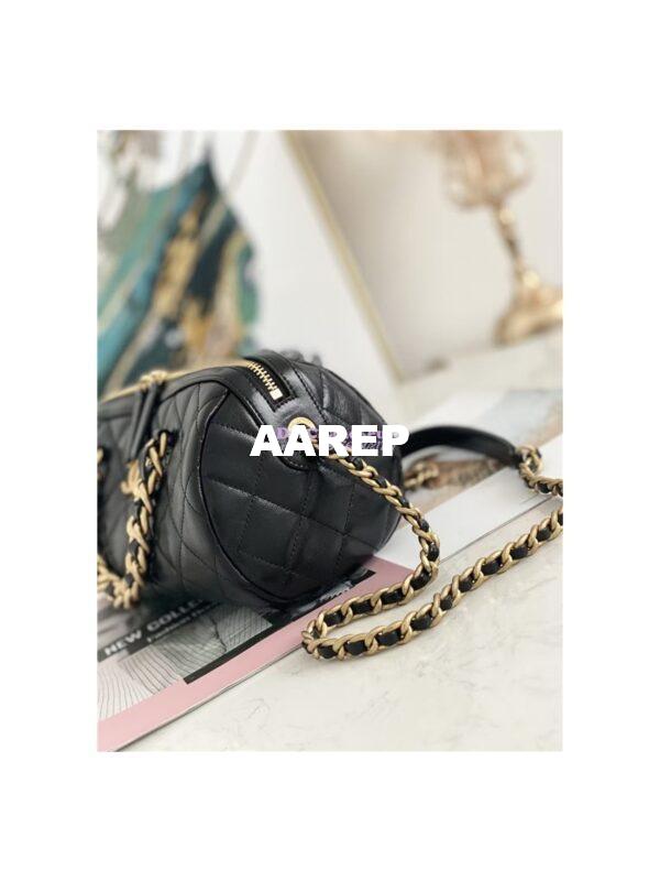 Replica Chanel Mini Bowling Bag in black Shiny Lambskin as1897 3
