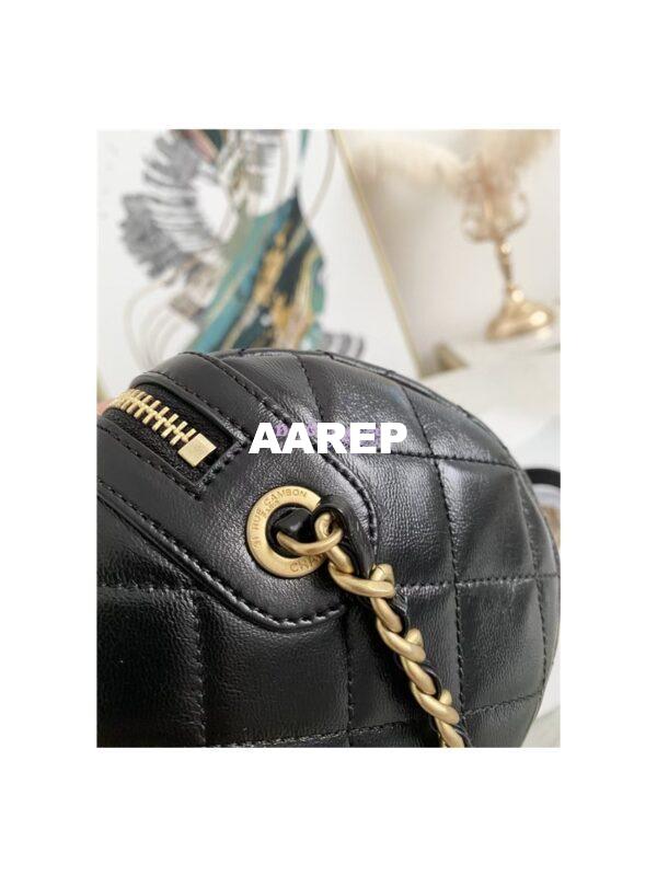 Replica Chanel Mini Bowling Bag in black Shiny Lambskin as1897 5