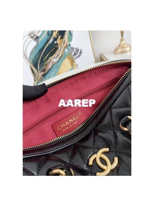 Replica Chanel Mini Bowling Bag in black Shiny Lambskin as1897 9