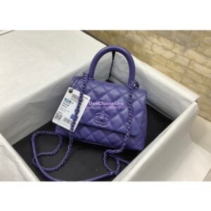 Replica Chanel Mini All Color Coco Handle Ultra Matte Bag in Grained Calfskin AS2215 Purple