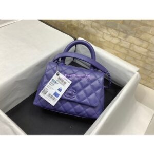Replica Chanel Mini All Color Coco Handle Ultra Matte Bag in Grained Calfskin AS2215 Purple 2