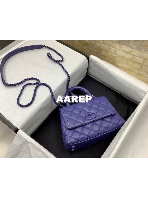 Replica Chanel Mini All Color Coco Handle Ultra Matte Bag in Grained Calfskin AS2215 Purple 5
