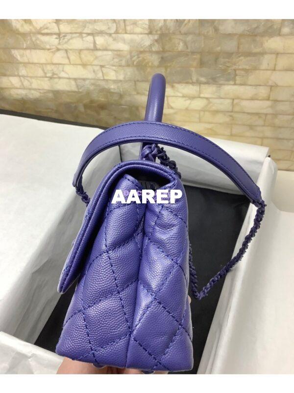 Replica Chanel Mini All Color Coco Handle Ultra Matte Bag in Grained Calfskin AS2215 Purple 6