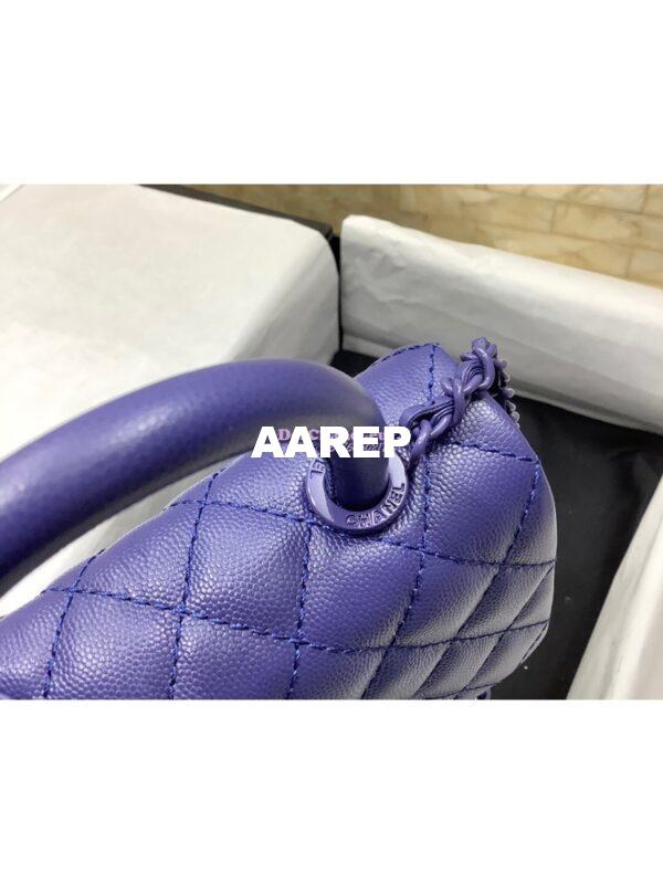 Replica Chanel Mini All Color Coco Handle Ultra Matte Bag in Grained Calfskin AS2215 Purple 7