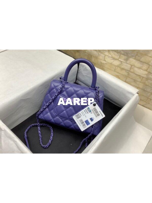 Replica Chanel Mini All Color Coco Handle Ultra Matte Bag in Grained Calfskin AS2215 Purple 10