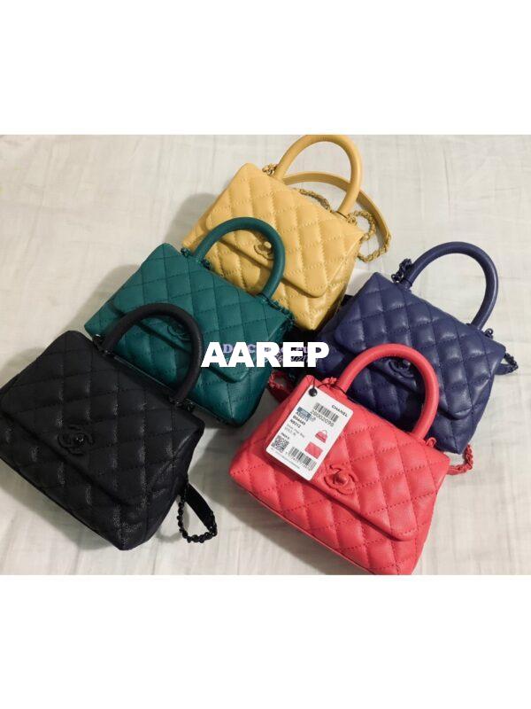 Replica Chanel Mini All Color Coco Handle Ultra Matte Bag in Grained Calfskin AS2215 Black