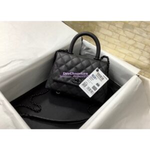 Replica Chanel Mini All Color Coco Handle Ultra Matte Bag in Grained Calfskin AS2215 Black 2