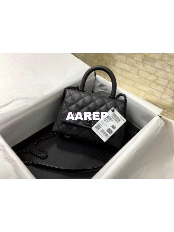 Replica Chanel Mini All Color Coco Handle Ultra Matte Bag in Grained Calfskin AS2215 Black 2