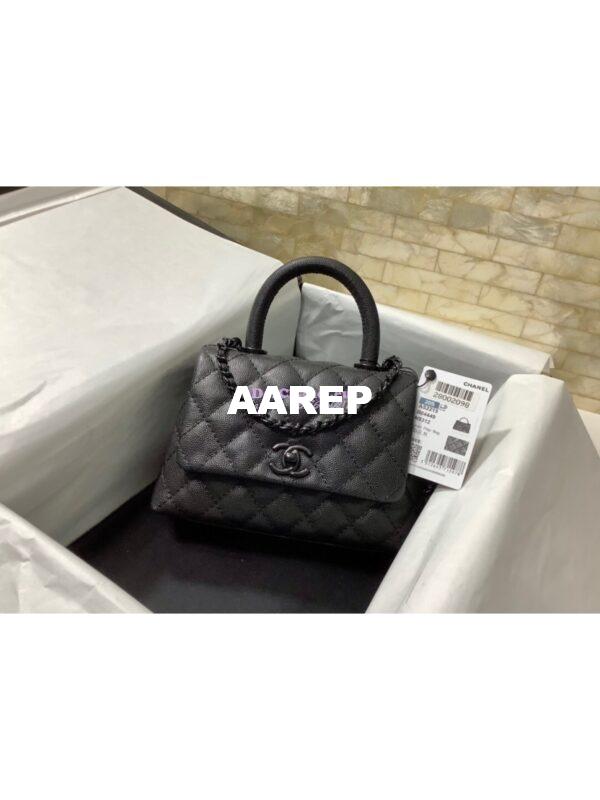 Replica Chanel Mini All Color Coco Handle Ultra Matte Bag in Grained Calfskin AS2215 Black 4