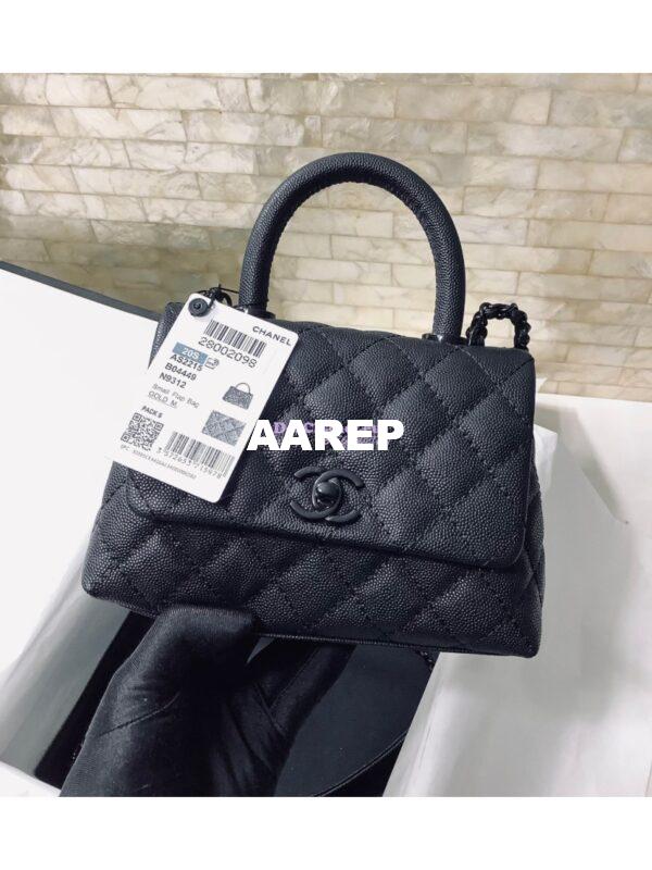 Replica Chanel Mini All Color Coco Handle Ultra Matte Bag in Grained Calfskin AS2215 Black 5