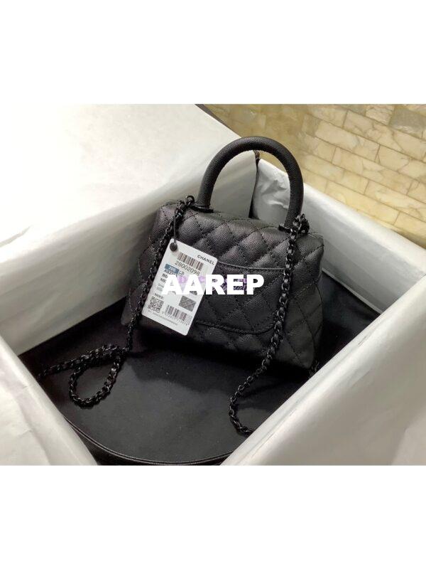 Replica Chanel Mini All Color Coco Handle Ultra Matte Bag in Grained Calfskin AS2215 Black 6