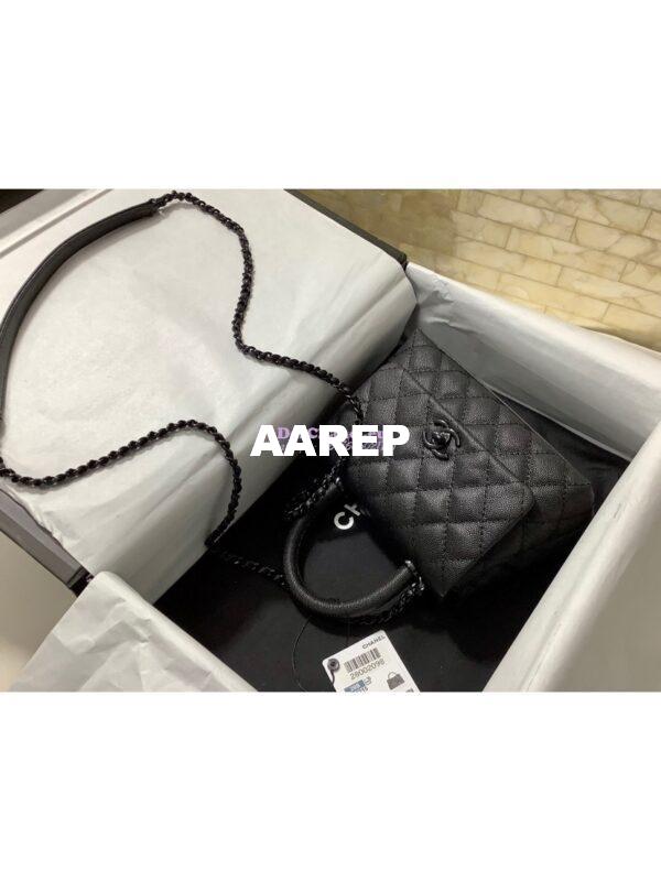 Replica Chanel Mini All Color Coco Handle Ultra Matte Bag in Grained Calfskin AS2215 Black 7