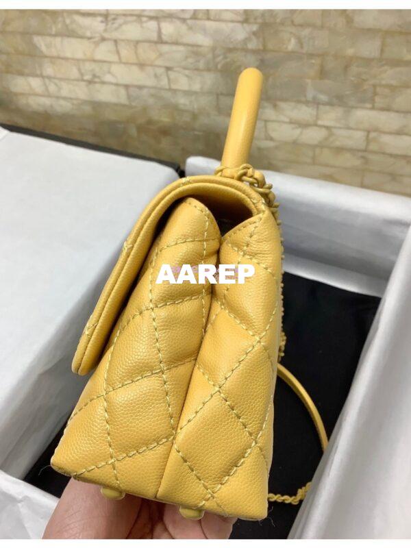 Replica Chanel Mini All Color Coco Handle Ultra Matte Bag in Grained Calfskin AS2215 Yellow 6
