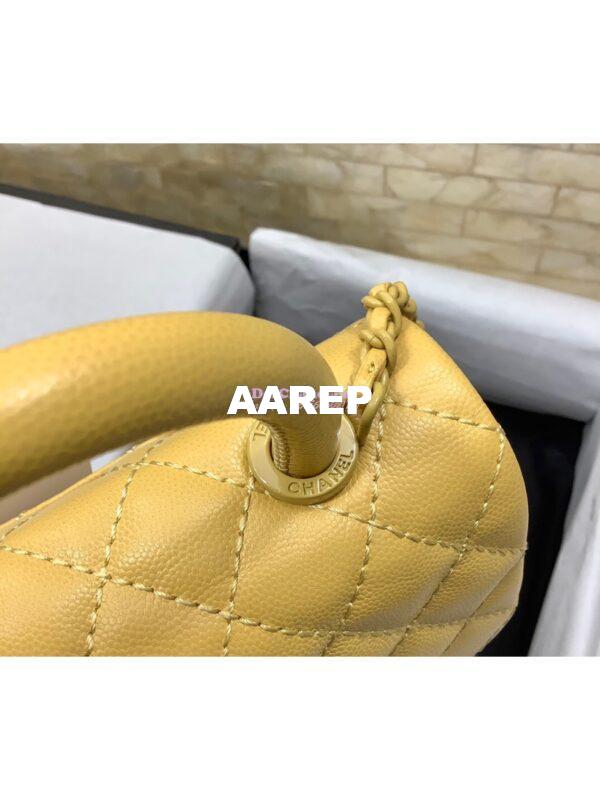 Replica Chanel Mini All Color Coco Handle Ultra Matte Bag in Grained Calfskin AS2215 Yellow 8