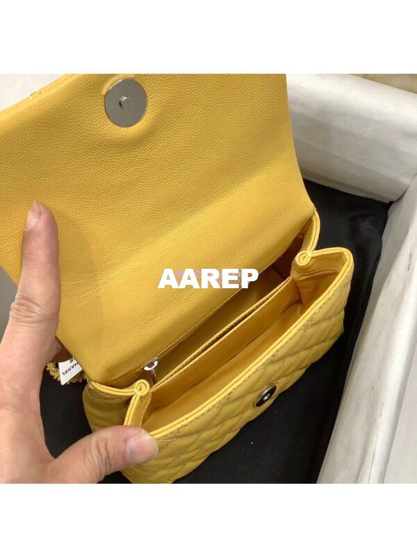 Replica Chanel Mini All Color Coco Handle Ultra Matte Bag in Grained Calfskin AS2215 Yellow 9