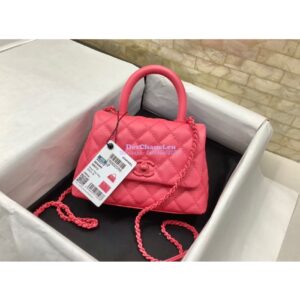 Replica Chanel Mini All Color Coco Handle Ultra Matte Bag in Grained Calfskin AS2215 Pink