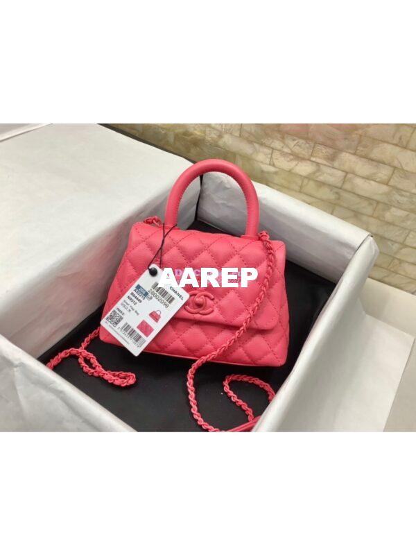 Replica Chanel Mini All Color Coco Handle Ultra Matte Bag in Grained Calfskin AS2215 Pink 3