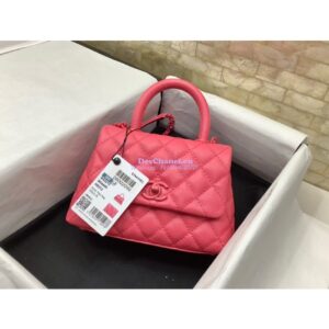 Replica Chanel Mini All Color Coco Handle Ultra Matte Bag in Grained Calfskin AS2215 Pink 2