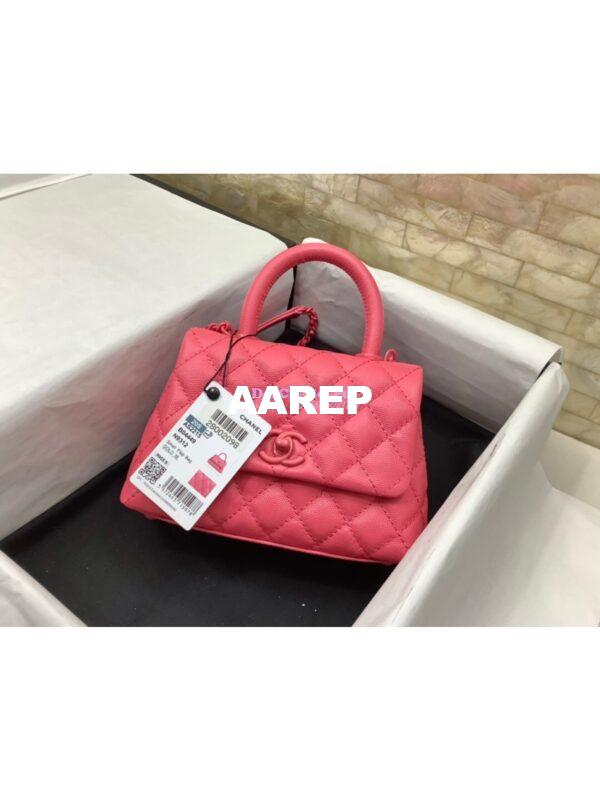 Replica Chanel Mini All Color Coco Handle Ultra Matte Bag in Grained Calfskin AS2215 Pink 4