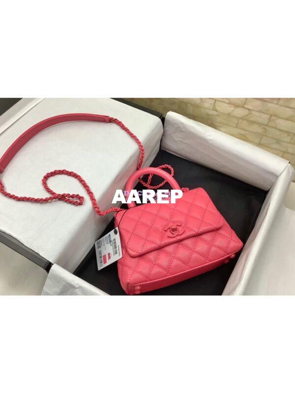 Replica Chanel Mini All Color Coco Handle Ultra Matte Bag in Grained Calfskin AS2215 Pink 5