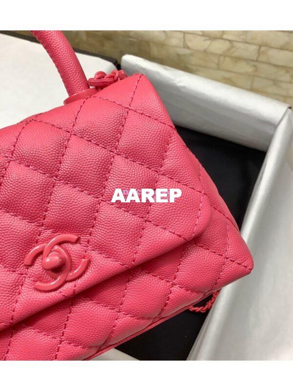 Replica Chanel Mini All Color Coco Handle Ultra Matte Bag in Grained Calfskin AS2215 Pink 6