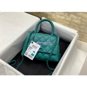 Replica Chanel Mini All Color Coco Handle Ultra Matte Bag in Grained Calfskin AS2215 Turquiose