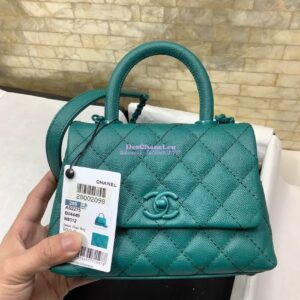 Replica Chanel Mini All Color Coco Handle Ultra Matte Bag in Grained Calfskin AS2215 Turquiose 2