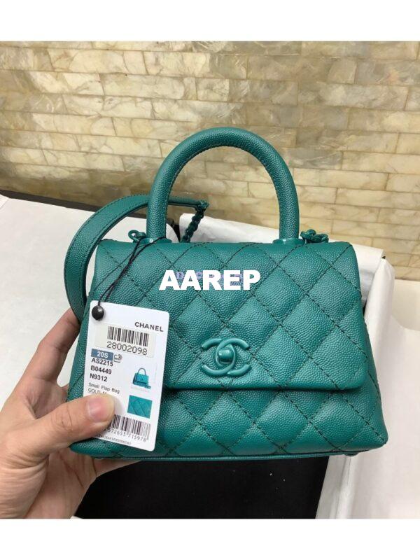 Replica Chanel Mini All Color Coco Handle Ultra Matte Bag in Grained Calfskin AS2215 Turquiose 4
