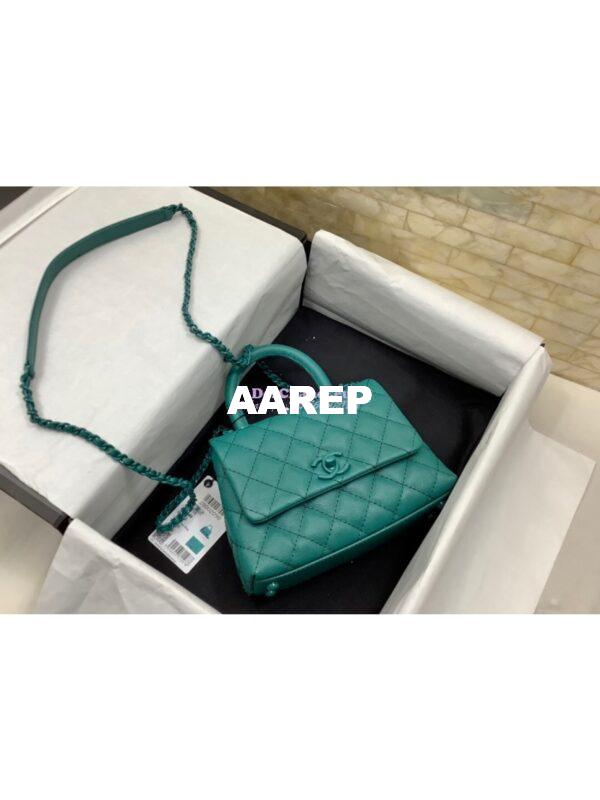 Replica Chanel Mini All Color Coco Handle Ultra Matte Bag in Grained Calfskin AS2215 Turquiose 5