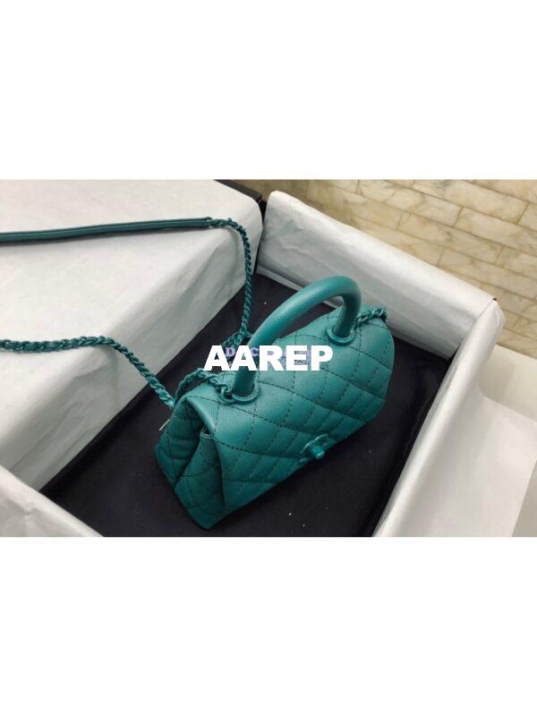 Replica Chanel Mini All Color Coco Handle Ultra Matte Bag in Grained Calfskin AS2215 Turquiose 6