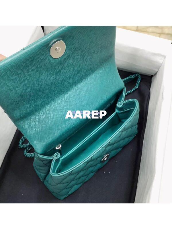 Replica Chanel Mini All Color Coco Handle Ultra Matte Bag in Grained Calfskin AS2215 Turquiose 9