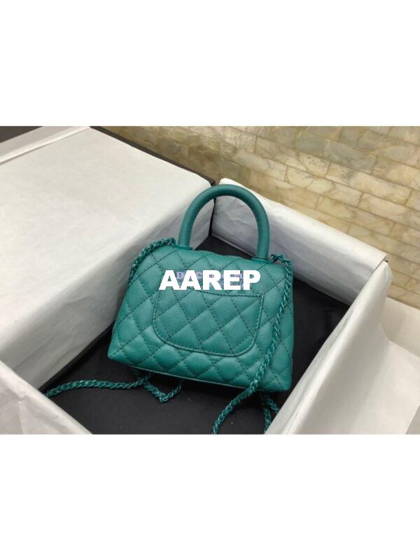 Replica Chanel Mini All Color Coco Handle Ultra Matte Bag in Grained Calfskin AS2215 Turquiose 10