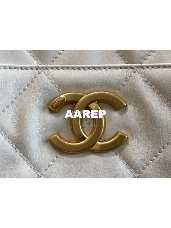 Replica Chanel Small Calfskin Shopping Bag AS2295 White 2