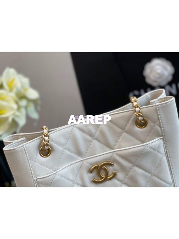 Replica Chanel Small Calfskin Shopping Bag AS2295 White 3