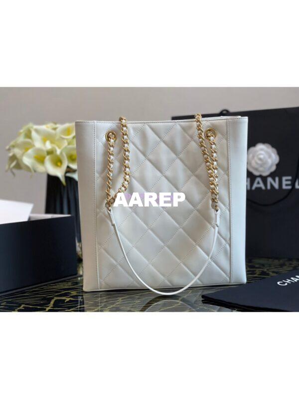 Replica Chanel Small Calfskin Shopping Bag AS2295 White 5