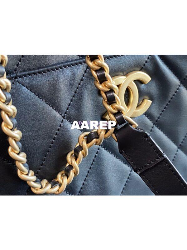 Replica Chanel Small Calfskin Shopping Bag AS2295 Black 5