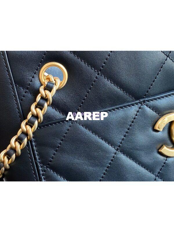 Replica Chanel Small Calfskin Shopping Bag AS2295 Black 7