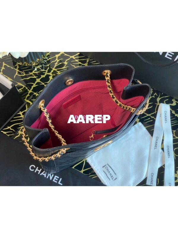 Replica Chanel Small Calfskin Shopping Bag AS2295 Black 10
