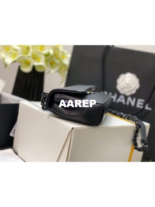 Replica Chanel Lacquered Metal Grained Calfskin Small Flap Bag AS2302 Black 5