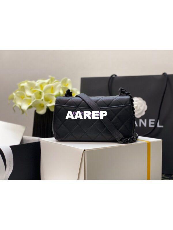 Replica Chanel Lacquered Metal Grained Calfskin Small Flap Bag AS2302 Black 8