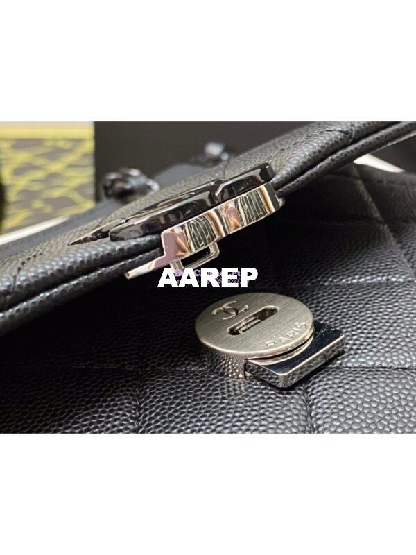 Replica Chanel Lacquered Metal Grained Calfskin Small Flap Bag AS2302 Black 9