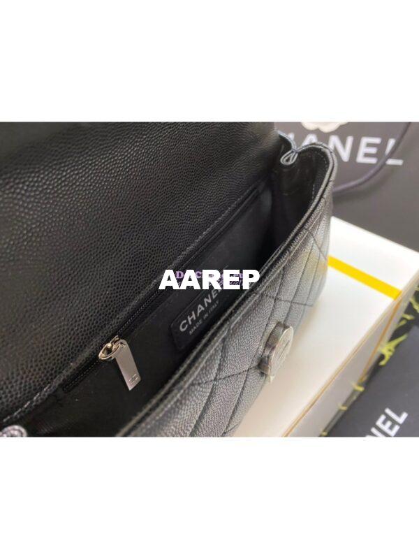 Replica Chanel Lacquered Metal Grained Calfskin Small Flap Bag AS2302 Black 11