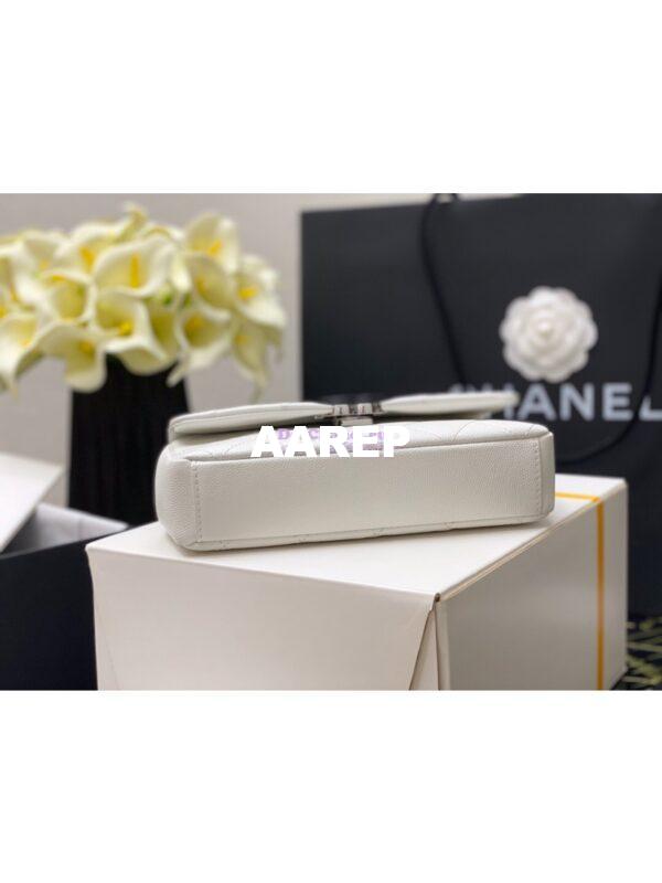 Replica Chanel Lacquered Metal Grained Calfskin Small Flap Bag AS2302 White Black 6
