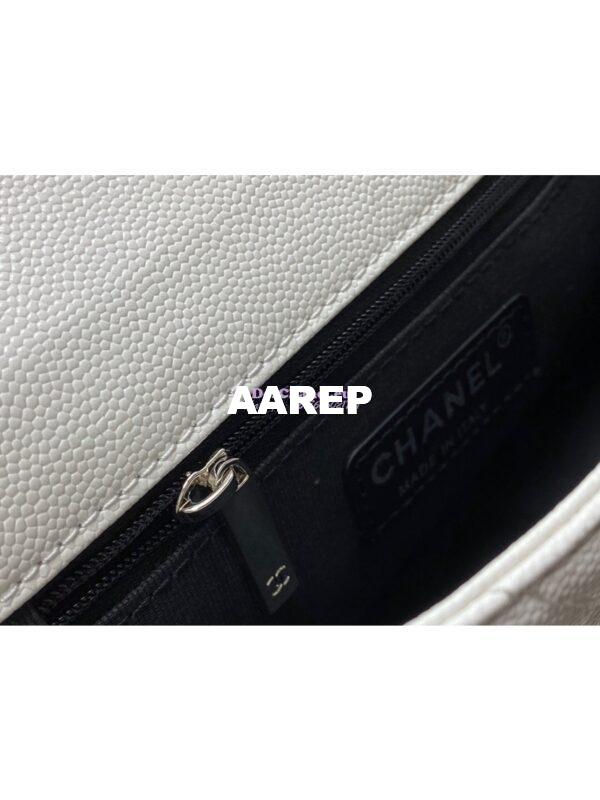 Replica Chanel Lacquered Metal Grained Calfskin Small Flap Bag AS2302 White Black 11