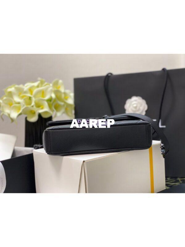 Replica Chanel Lacquered Metal Grained Calfskin Flap Bag AS2303 Black 3