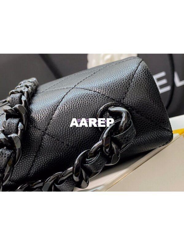 Replica Chanel Lacquered Metal Grained Calfskin Flap Bag AS2303 Black 5
